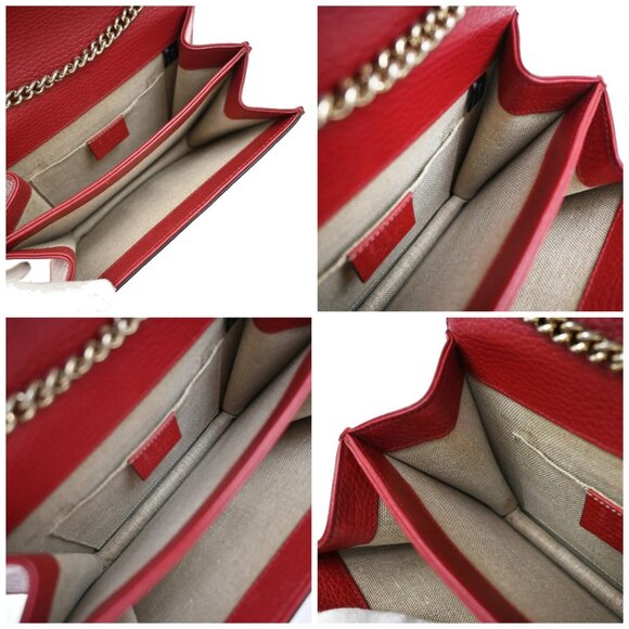 GUCCI Logo Interlocking G Chain Shoulder Bag Leather Red GHW Italy 58KA971 - Picture 16 of 16